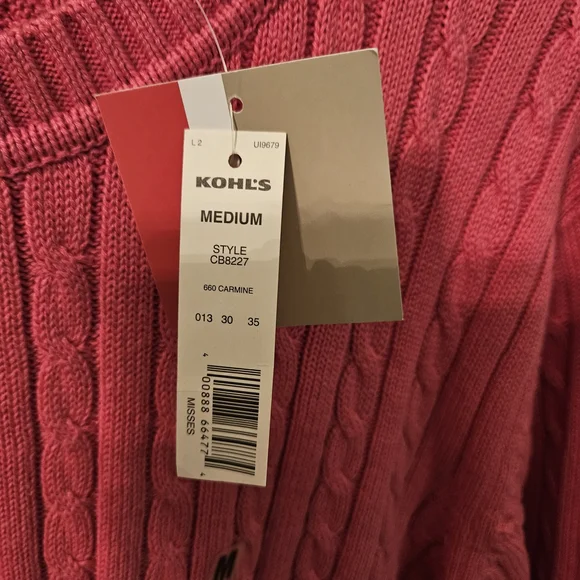 croft & barrow Raspberry Cable Knit Sweater - Picture 5 of 7